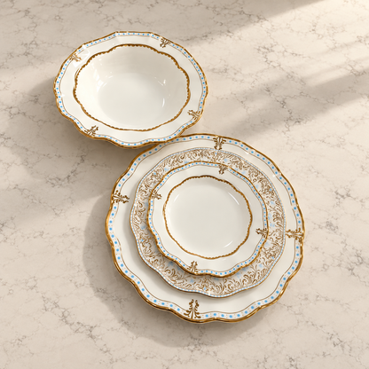 Clove Gold and Blue Accent 16pc Dinnerware Set Service for 4