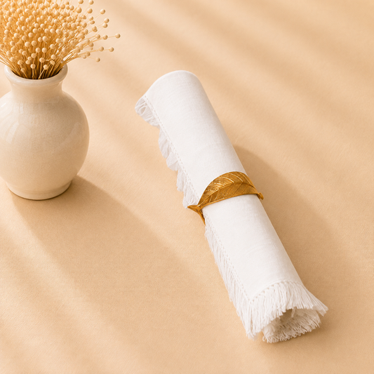 Gold Leaf Napkin Ring Set of 6