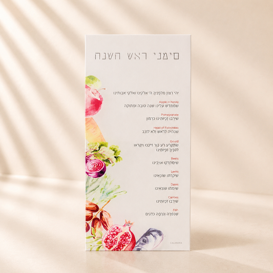 Watercolor Lucite Simanim Card - Hebrew Headings