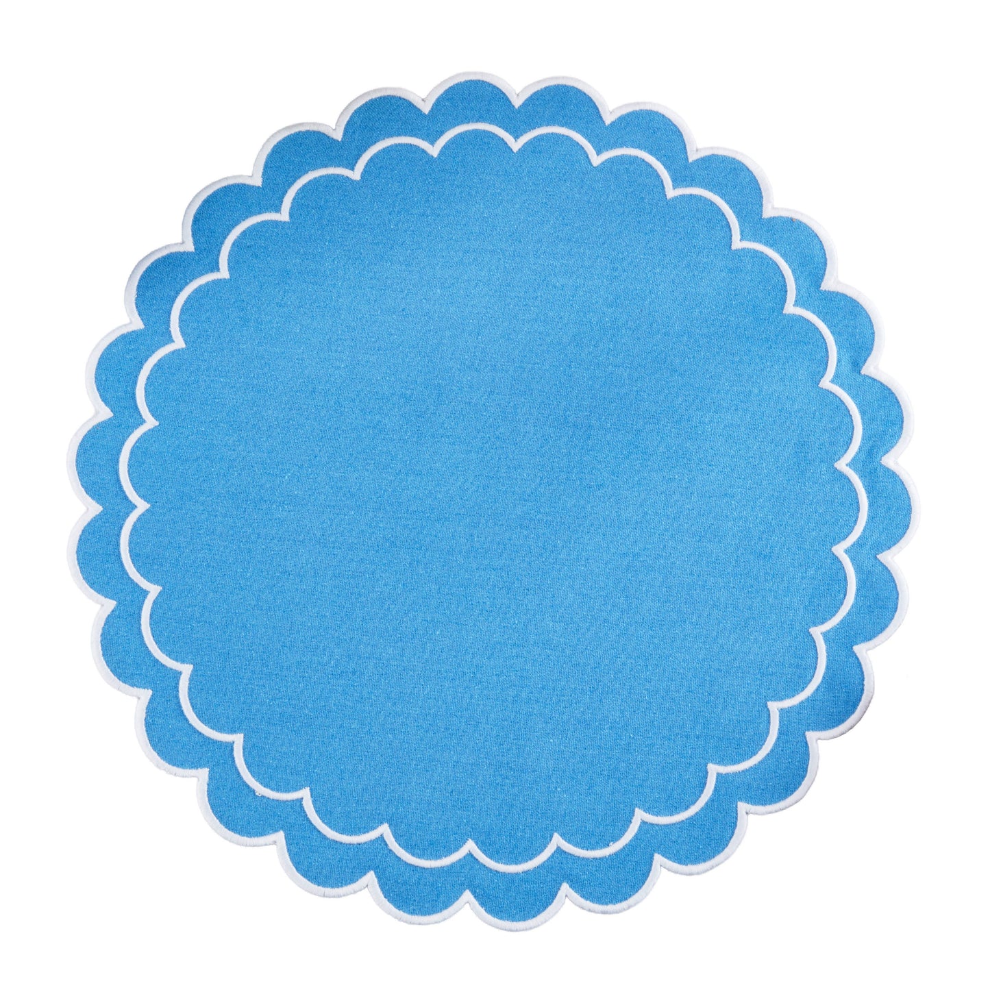 Round Scalloped Cotton Placemats: Black / 15"
