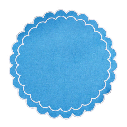 Round Scalloped Cotton Placemats: Black / 15"
