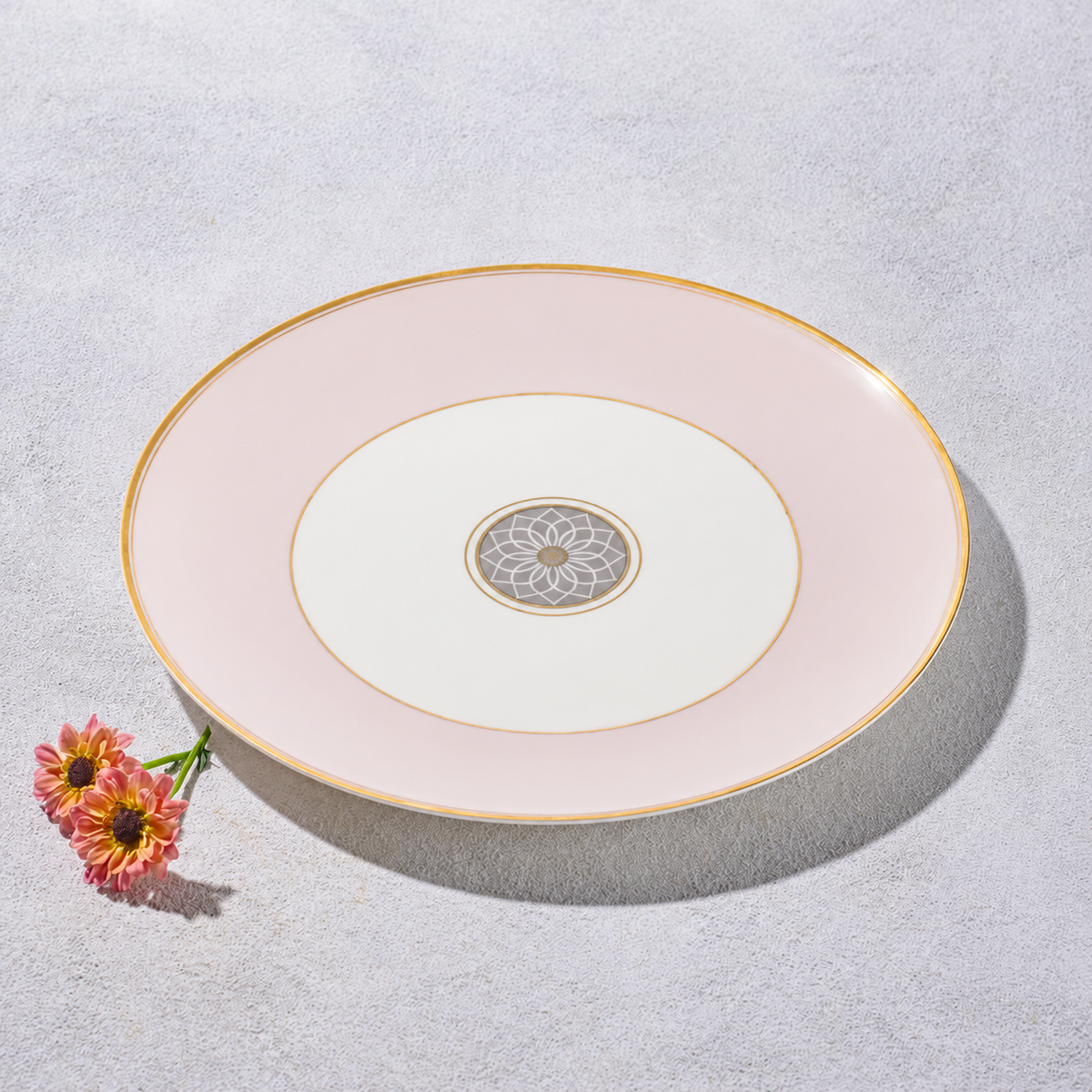 Gold and Pink Scallop Charger