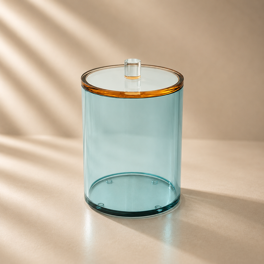 Teal Lucite Cookie Jar with Amber Lid