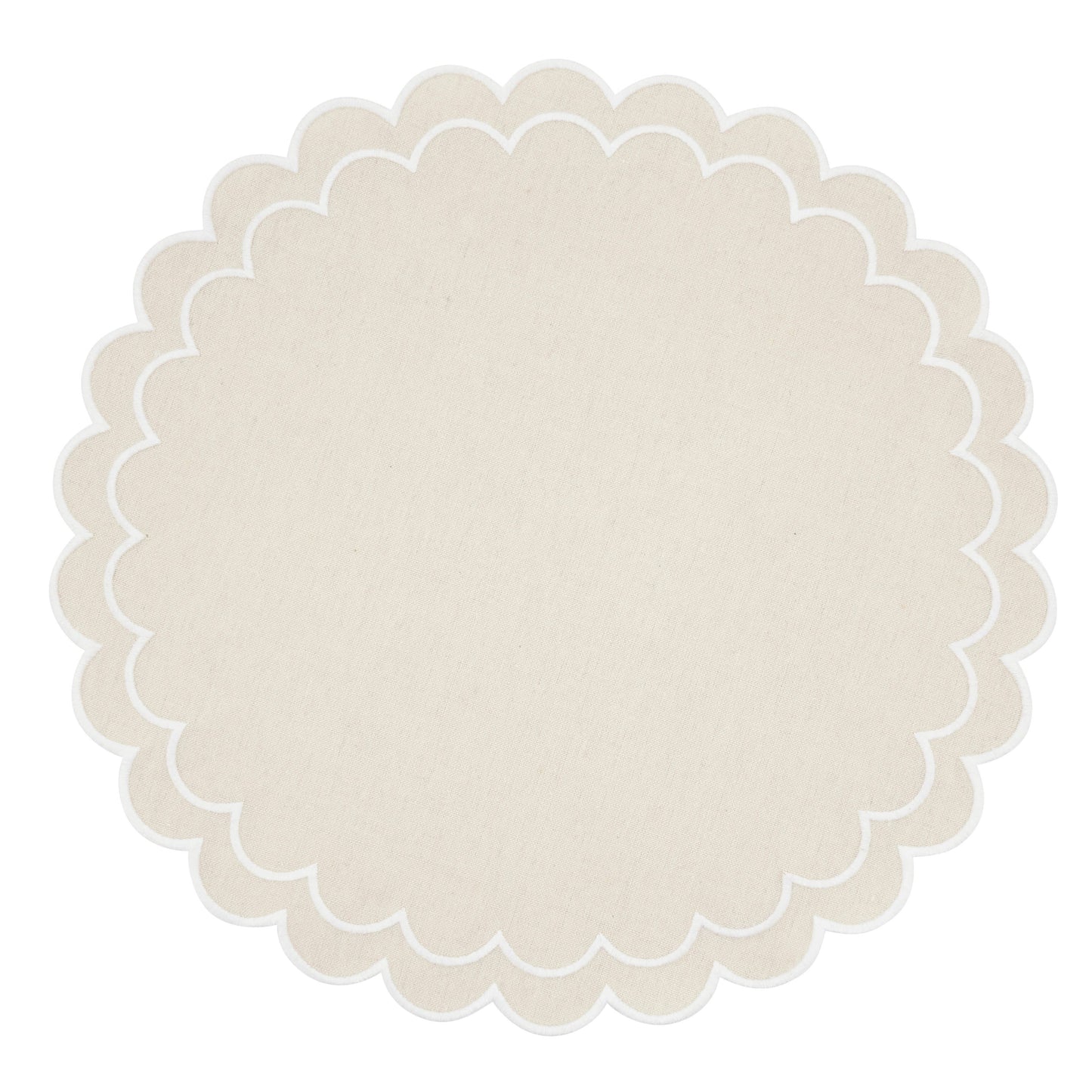 Round Scalloped Cotton Placemats: Black / 15"