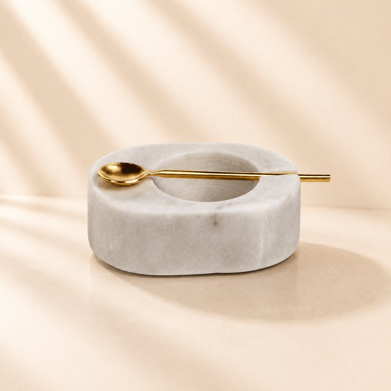 Oval Marble Salt Cellar/Gd Spn