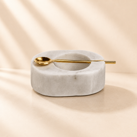 Oval Marble Salt Cellar/Gd Spn