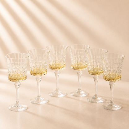 Diamond Water Glasses with Amber Shade Set of 6