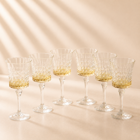 Diamond Water Glasses with Amber Shade Set of 6
