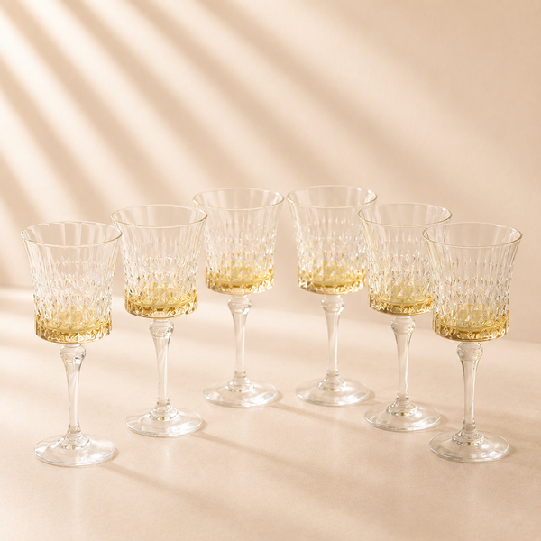 Diamond Water Glasses with Amber Shade Set of 6