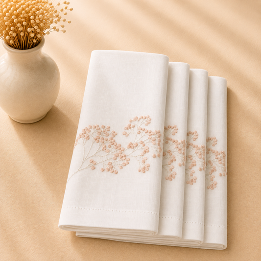Soft Taupe Wildflower Napkin 20"X20" Set of 4