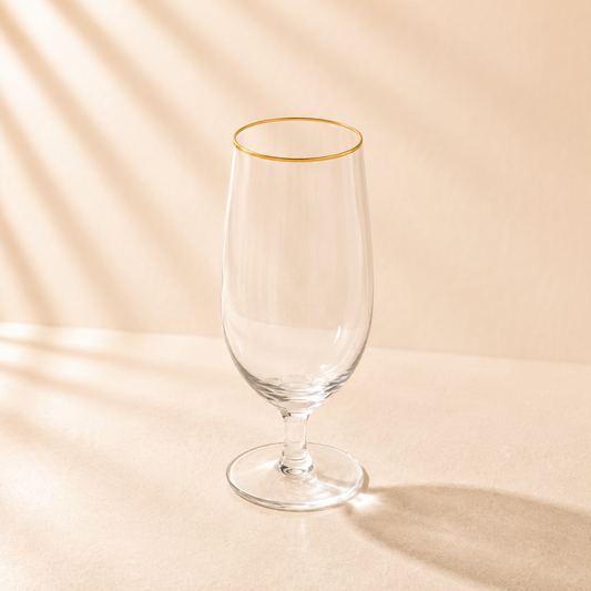 Napa Water Goblet Glass Gold Rim Set of 6 15.5 oz