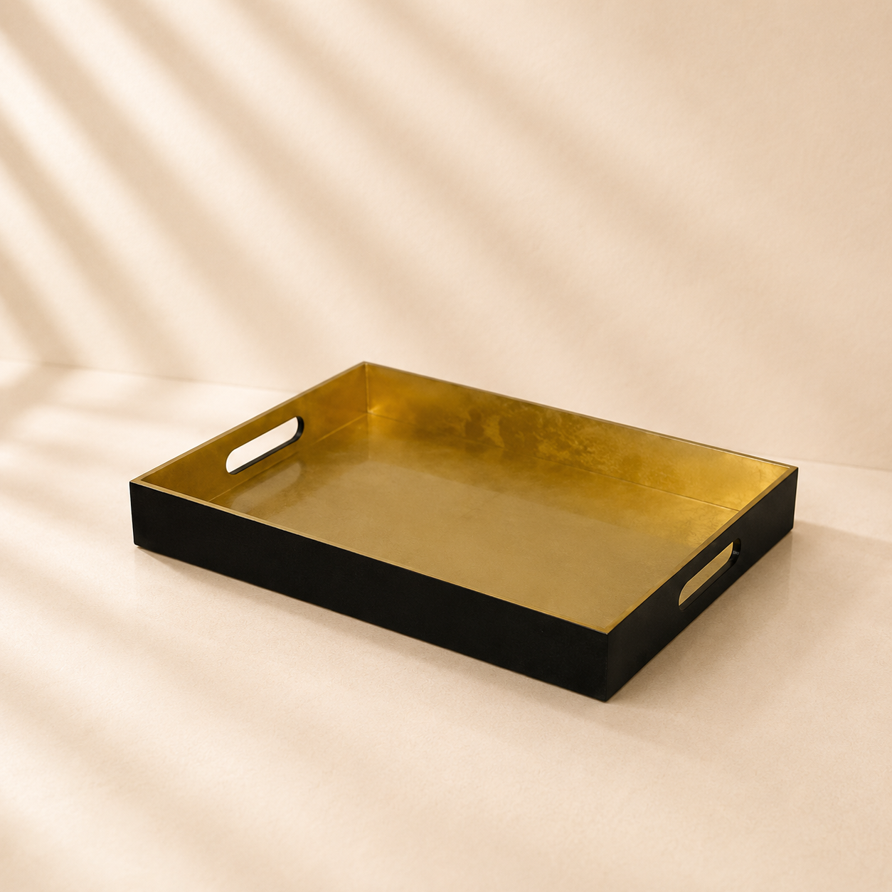 Bamboo medium serving tray - Gold/Black
