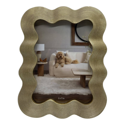 Photo Frame - Gold Resin Squiggly Wave Border, 5x7 in.