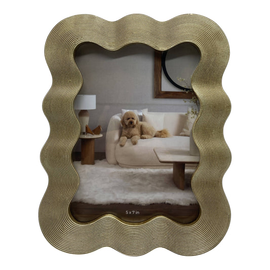Photo Frame - Gold Resin Squiggly Wave Border, 5x7 in.
