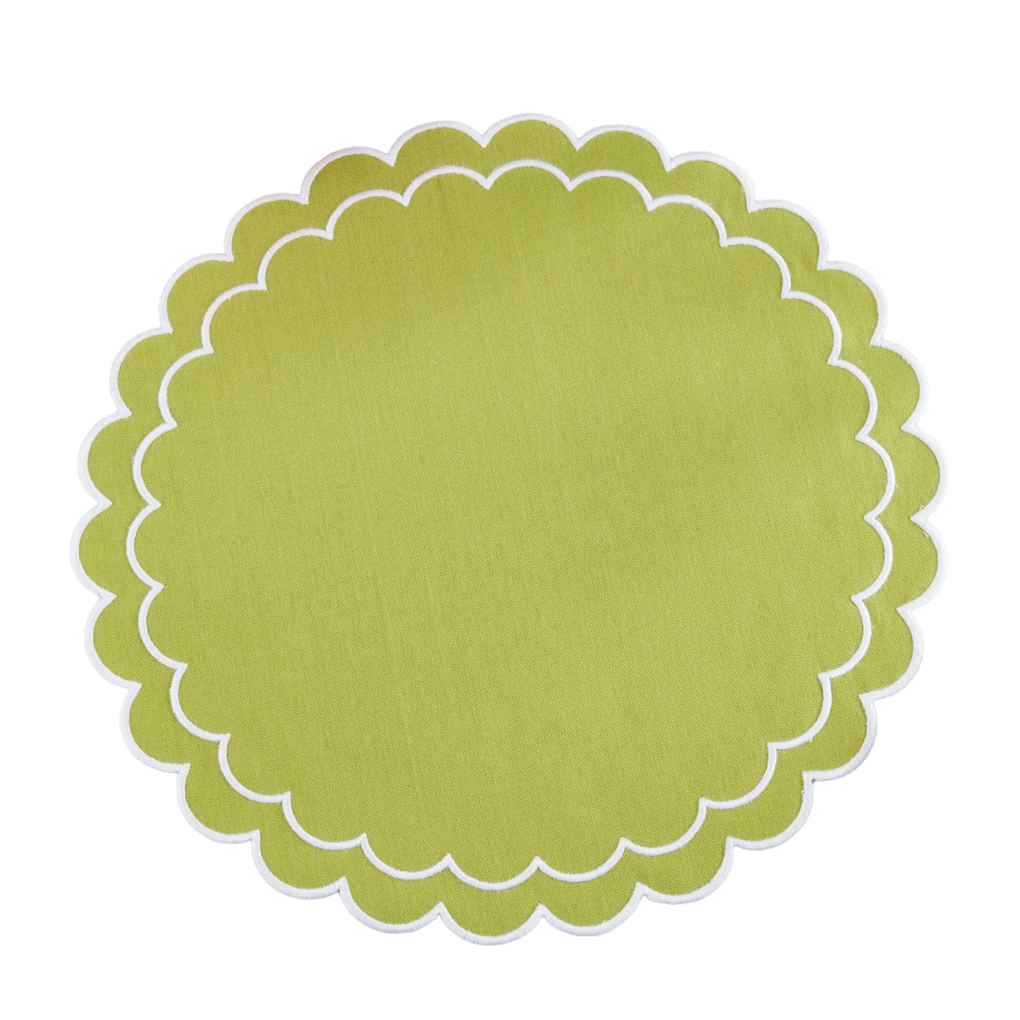 Round Scalloped Cotton Placemats: Black / 15"