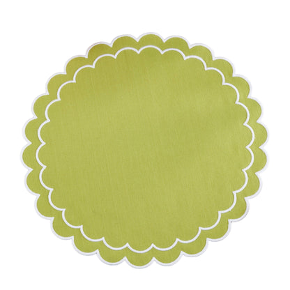 Round Scalloped Cotton Placemats: Black / 15"