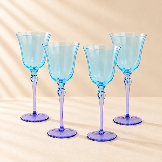 Blue Tulip Glasses 4 Pcs 12 Oz