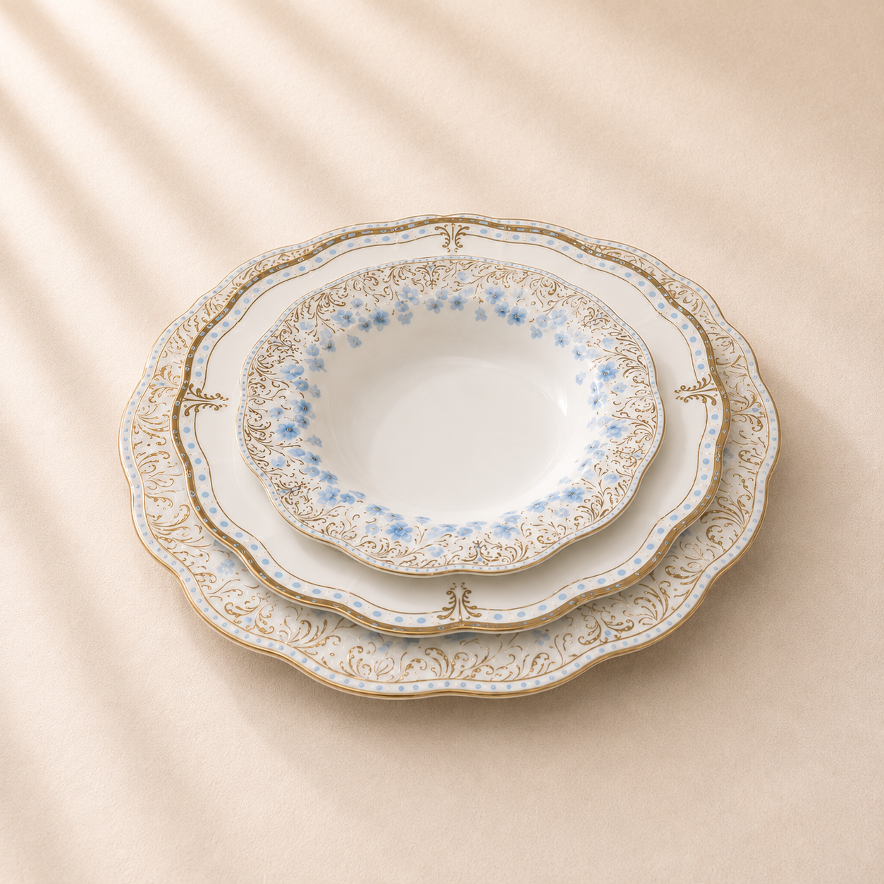 Clove Gold and Blue Accent 16pc Dinnerware Set Service for 4