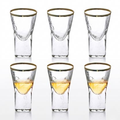 Gold Rim Shot Glasses Set of 6