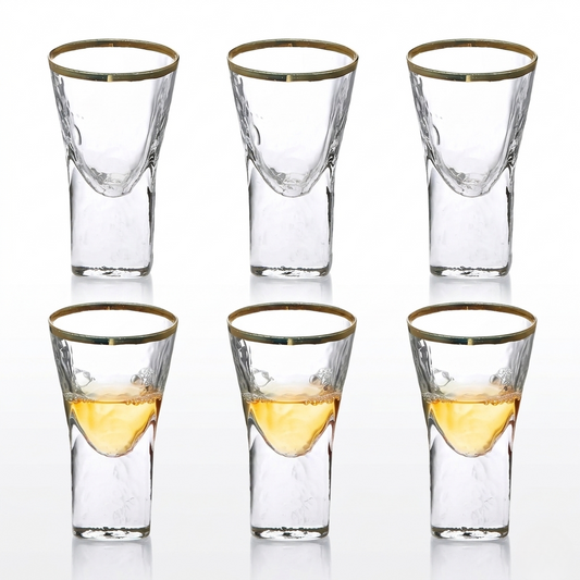 Gold Rim Shot Glasses Set of 6