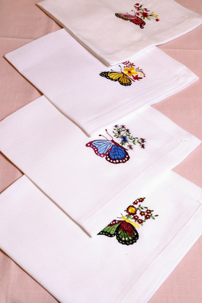 Colorful Butterfly Assorted Napkin - 20" X 20" Set of 4