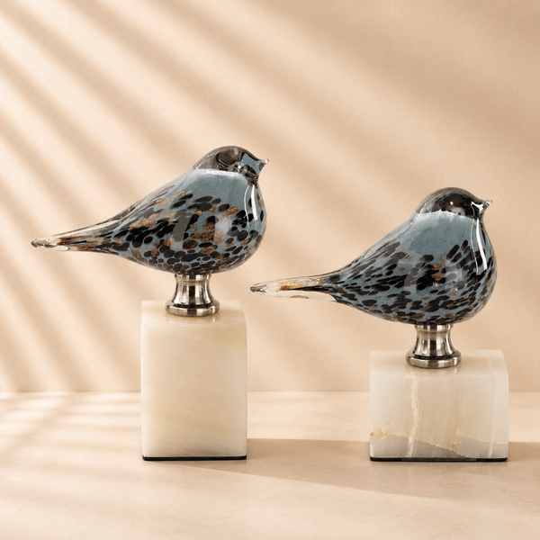 Blue Glass Bird Marble Base