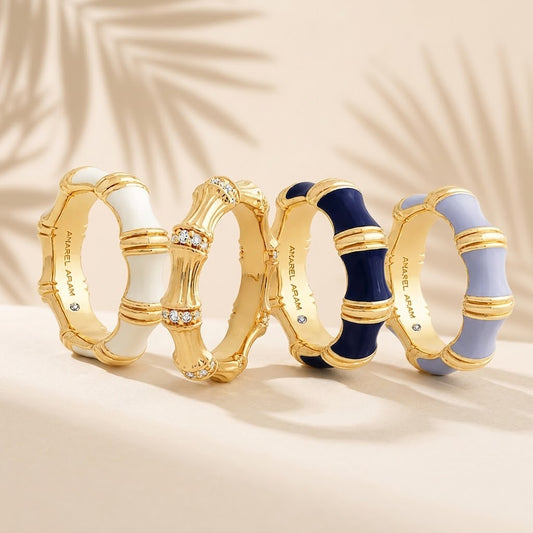 Bamboo Enameled Ring