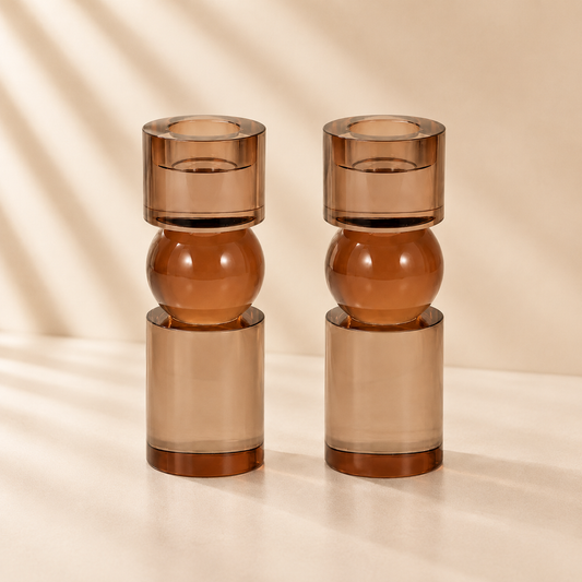 Bronze Crystal Candlesticks Set of 2
