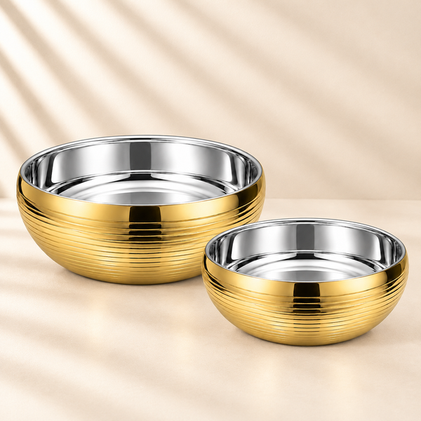 Gold Striped Double Wall Bowl