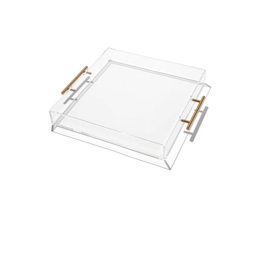 Acrylic Tray Gold Handles 14”x14”