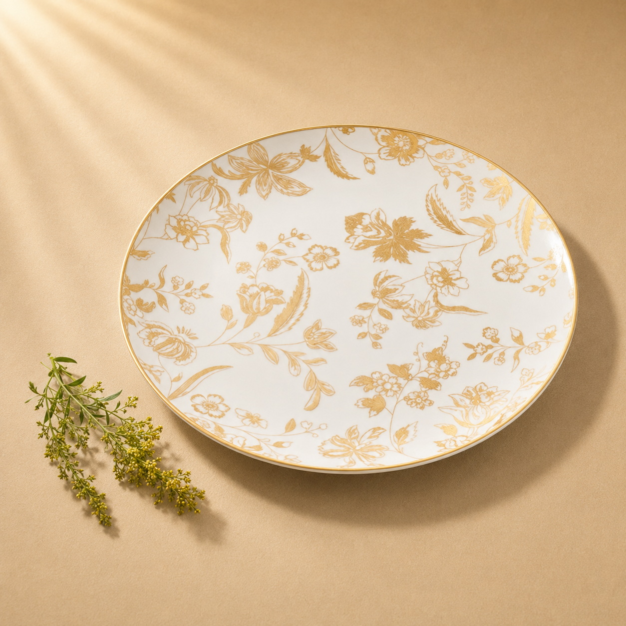 Blossom White & Gold Floral Charger
