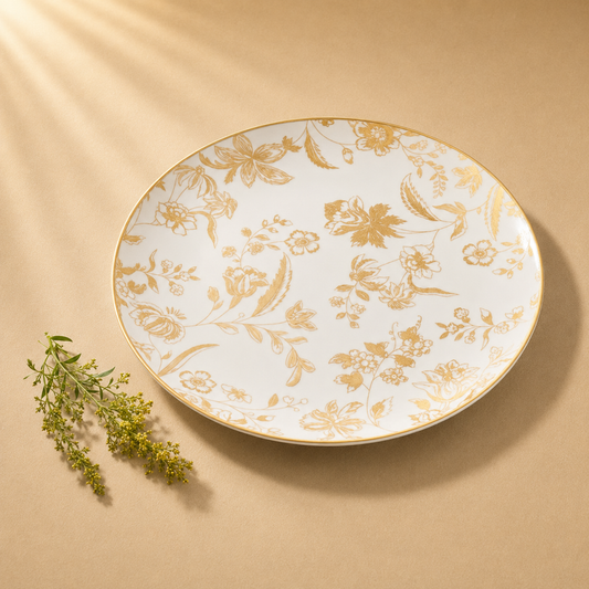 Blossom White & Gold Floral Charger