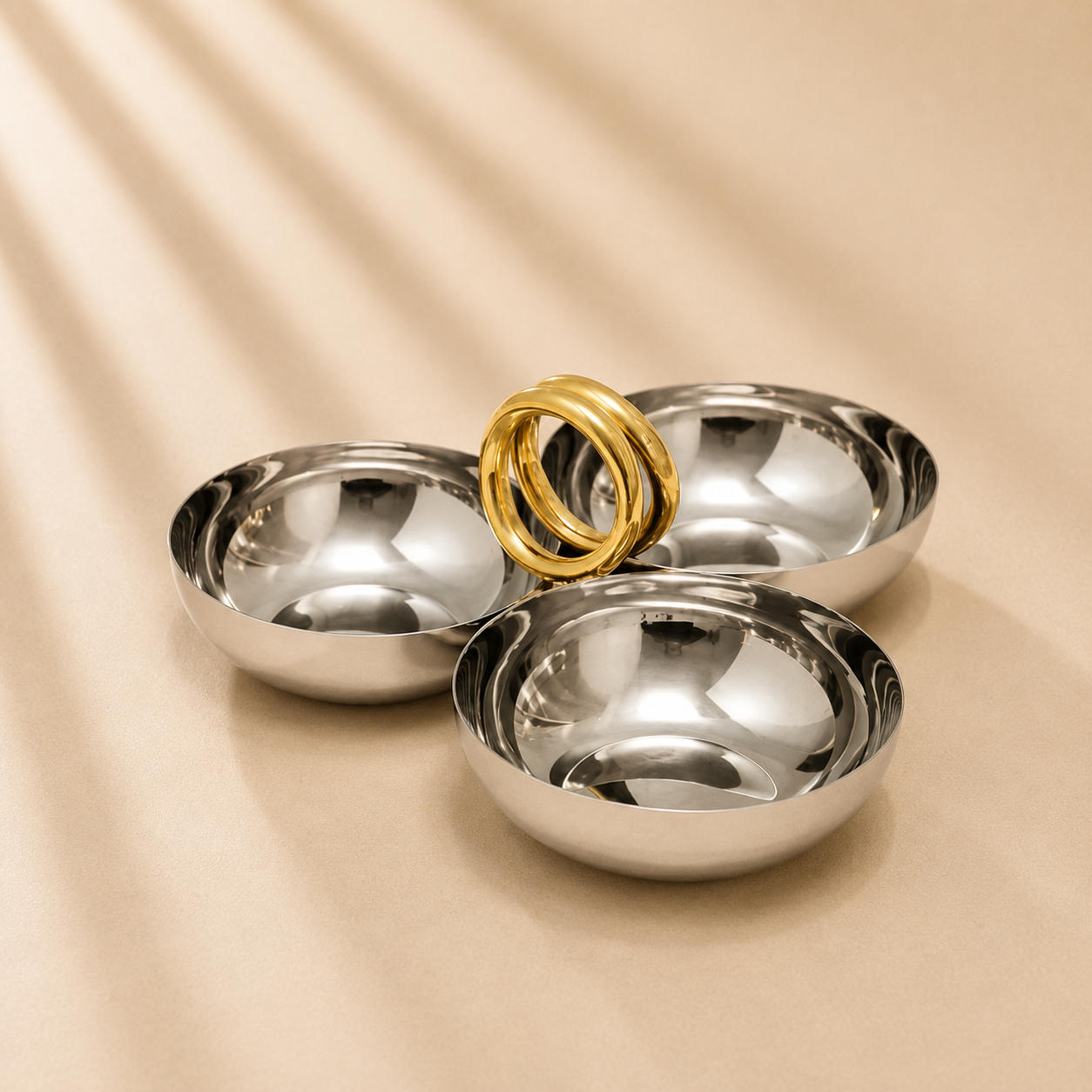 Sphere 3 Nut Dish with Gold Handles