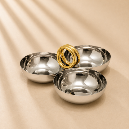 Sphere 3 Nut Dish with Gold Handles