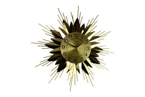 Round Gold Star Burst Wall Clock 25”