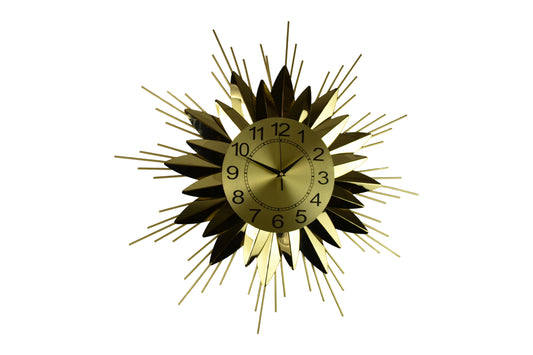 Round Gold Star Burst Wall Clock 25”