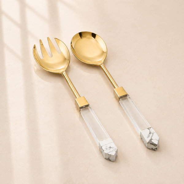Gold Salad Server-Dust Acrylic