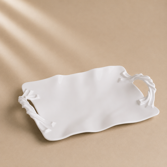 Vida Sasha White Rectangular Tray
