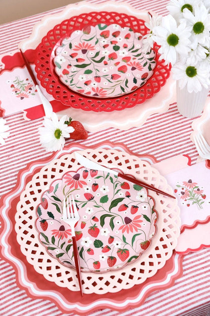 Pink Basketweave Dinner Paper Plates 8pk