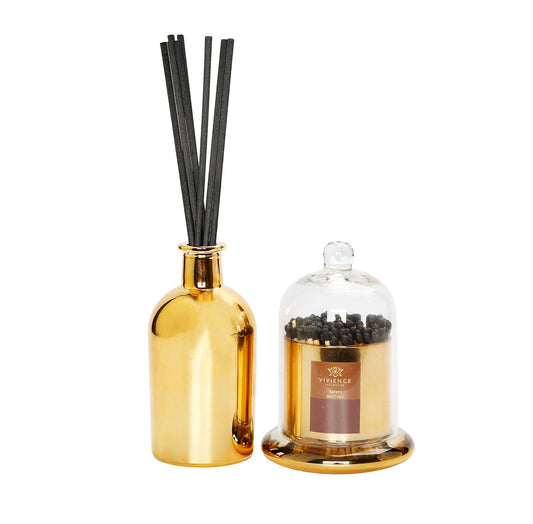 Gold Diffuser With Matches Set