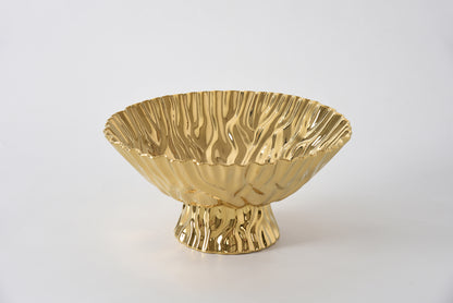 Large Gold Crinkle Footed Bowl