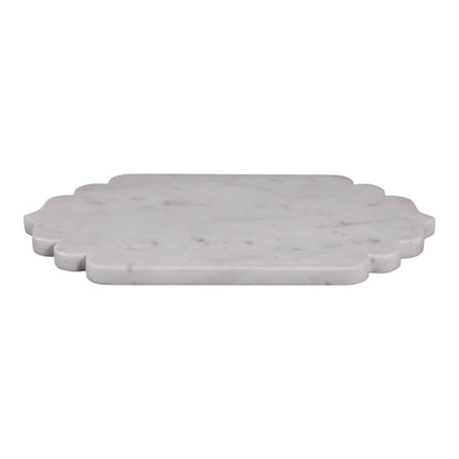 Decorative Tray - White Marble Oval Scallop Edge, 14 in.