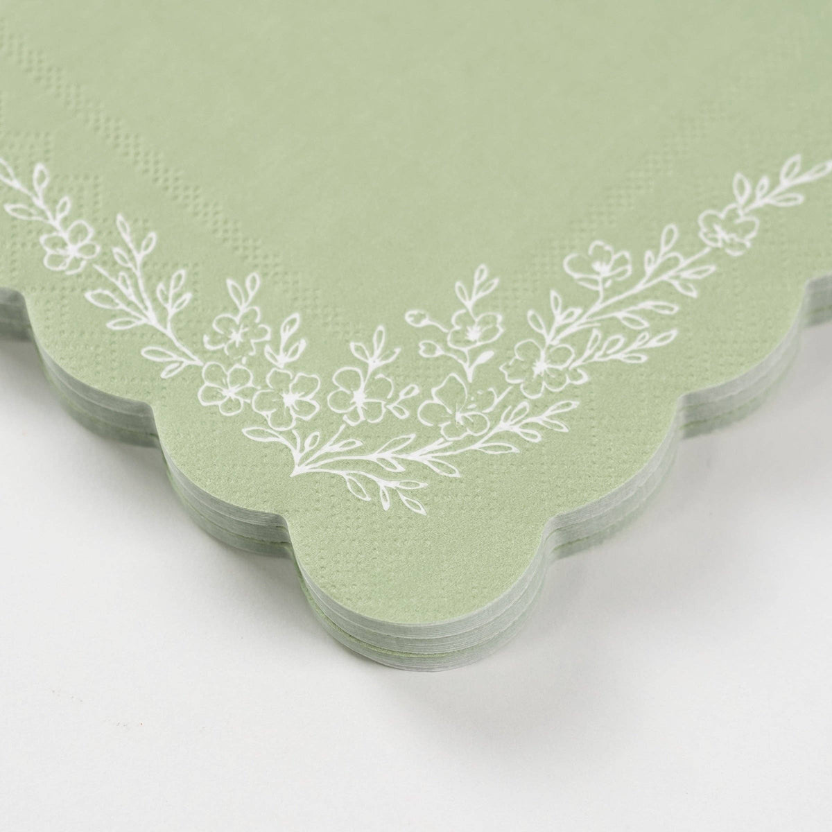 Floral Elegance Sage Beverage Napkins 16pk