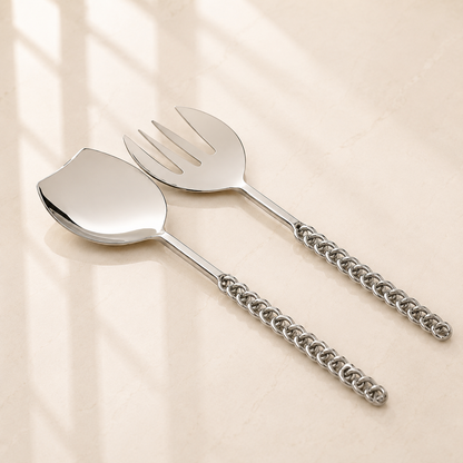Silver Twisted Handle Salad Servers