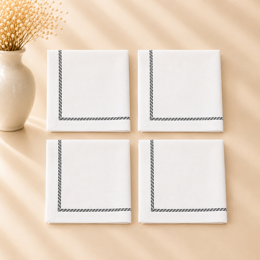 Black 3 Lines Napkin 20" X 20" (set of 4)