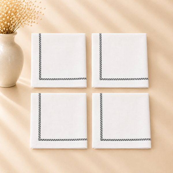 Black 3 Lines Napkin 20" X 20" (set of 4)