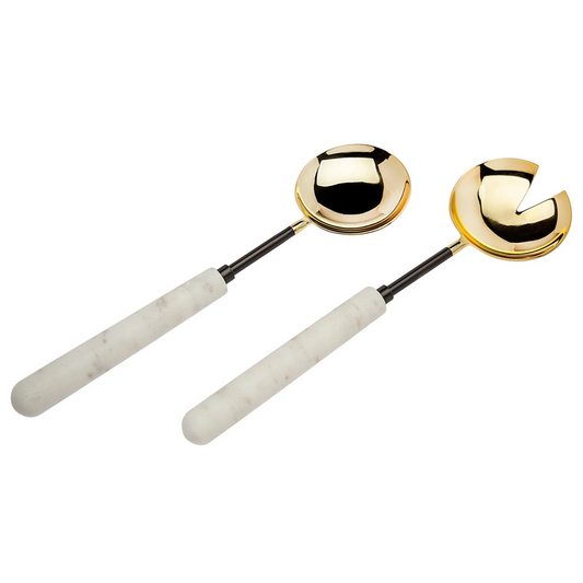 Marble Gold/Black Salad Server 2pc