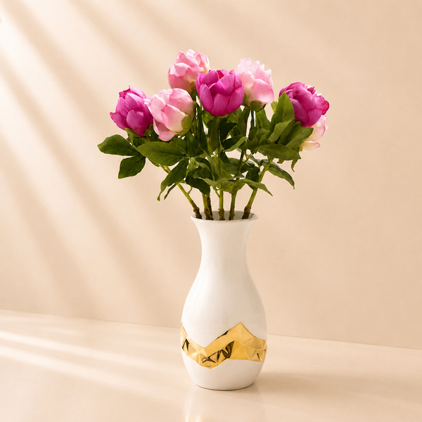 Talianna Oro Vase, White & Gold