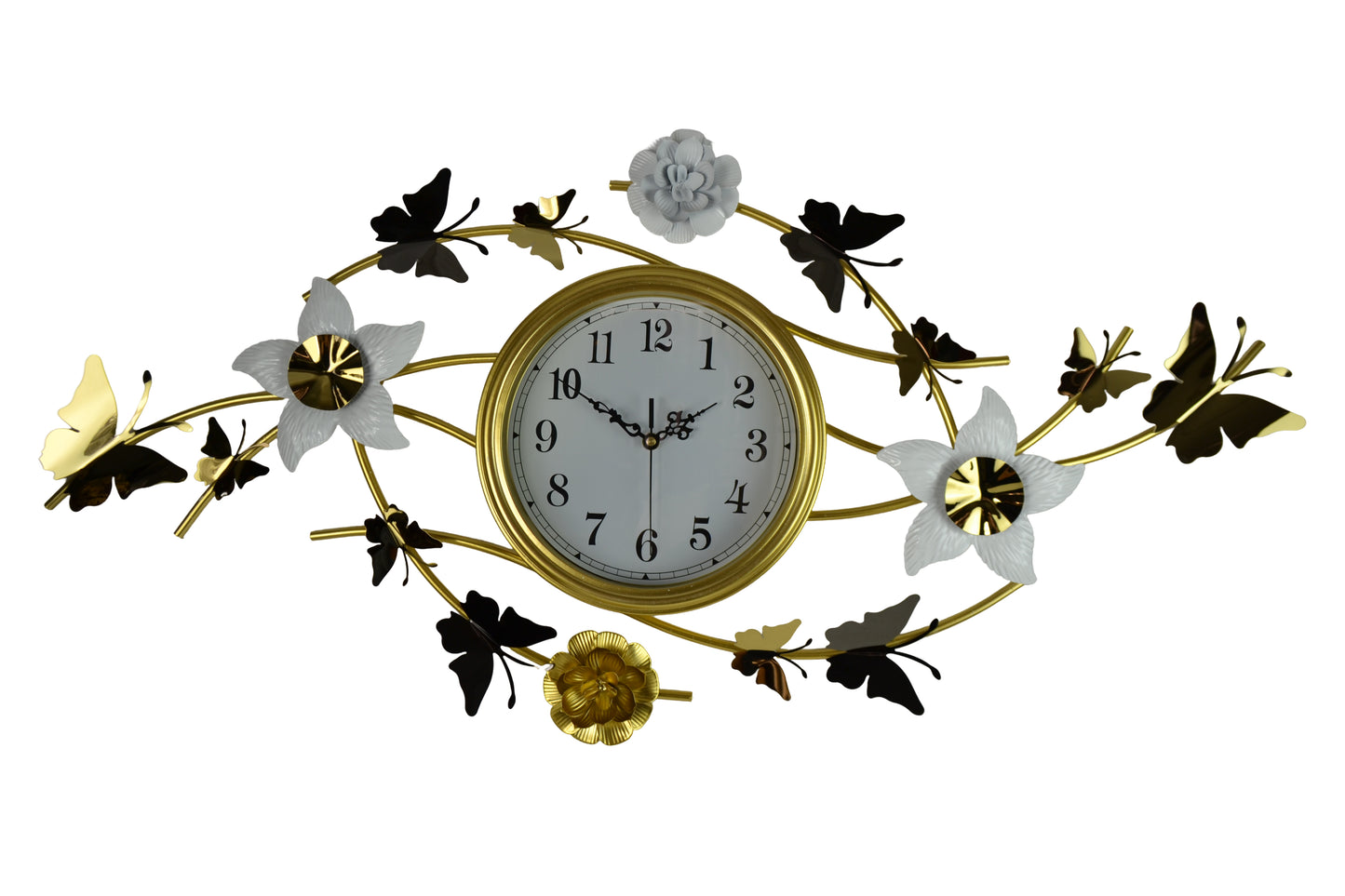 Flower & Butterflies Wall Clock 39”x19”