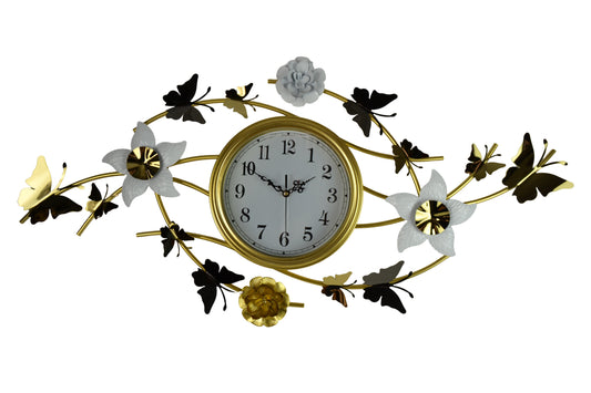 Flower & Butterflies Wall Clock 39”x19”